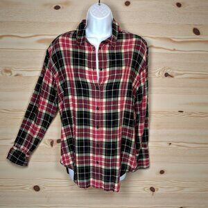 Treasure & Bond Plaid Button Down Shirt Open Back Relaxed Fit Small